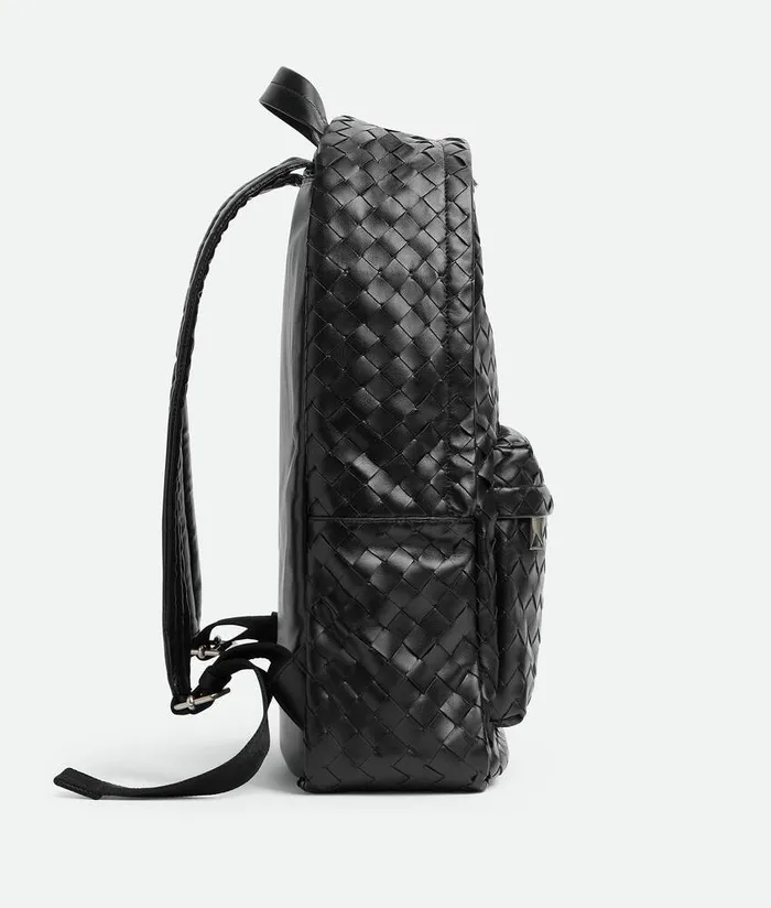 Men Bottega Veneta Backpack Intrecciato Backpack Black