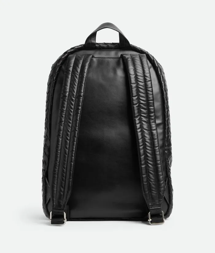 Men Bottega Veneta Backpack Intrecciato Backpack Black