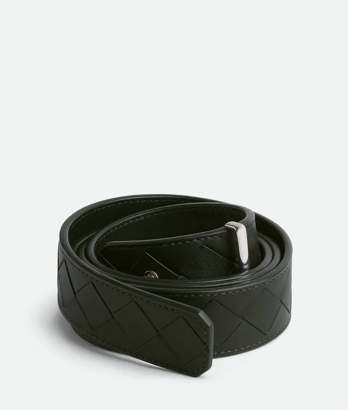Men Bottega Veneta Belts Intrecciato Pin Belt Dark Green