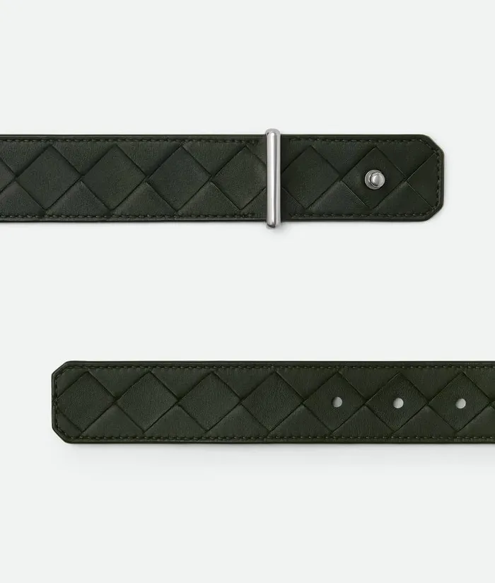 Men Bottega Veneta Belts Intrecciato Pin Belt Dark Green
