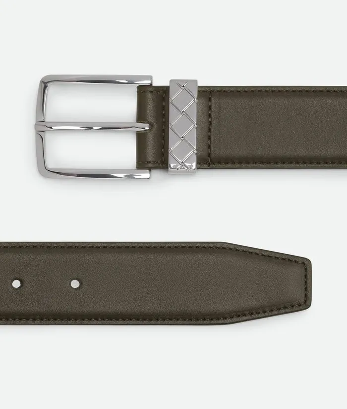 Men Bottega Veneta Belts Intreccio Loop Belt Kaki