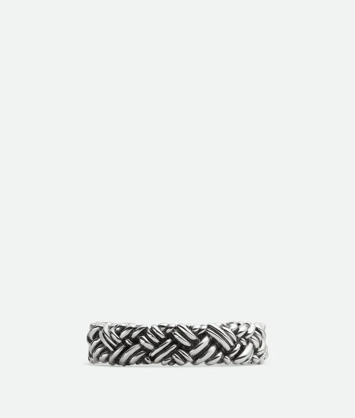 Men Bottega Veneta Bracelets Intreccio Medium Cuff Bracelet Silver