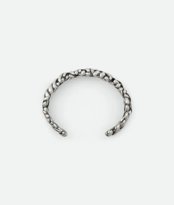 Men Bottega Veneta Bracelets Intreccio Medium Cuff Bracelet Silver