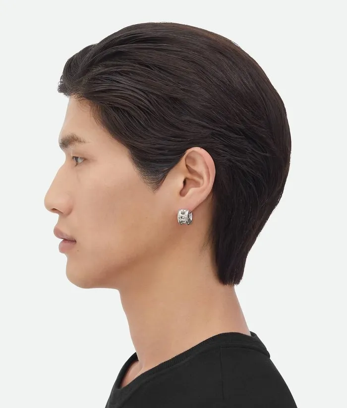 Men Bottega Veneta Earrings Watch Hoop Earrings Silver