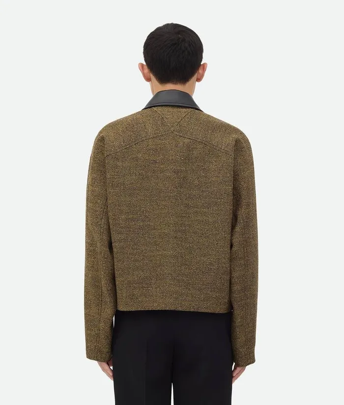 Men Bottega Veneta Jackets Cotton Frise Blouson Flaxbeigeblack