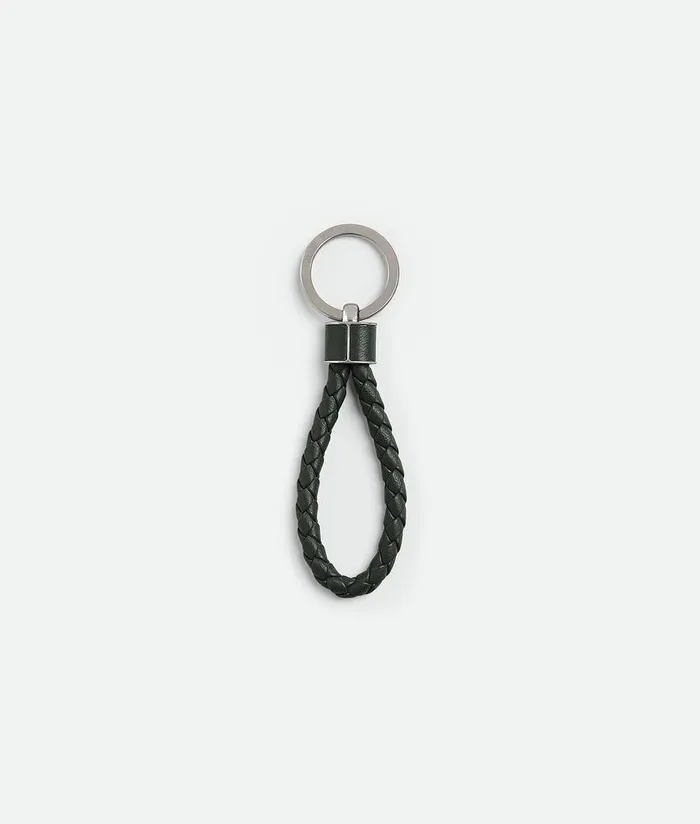 Men Bottega Veneta Key Rings Intreccio Key Ring Dark Green