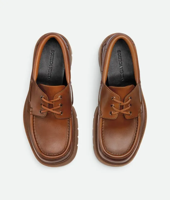 Men Bottega Veneta Loafers Haddock Boat Shoe Light Wood