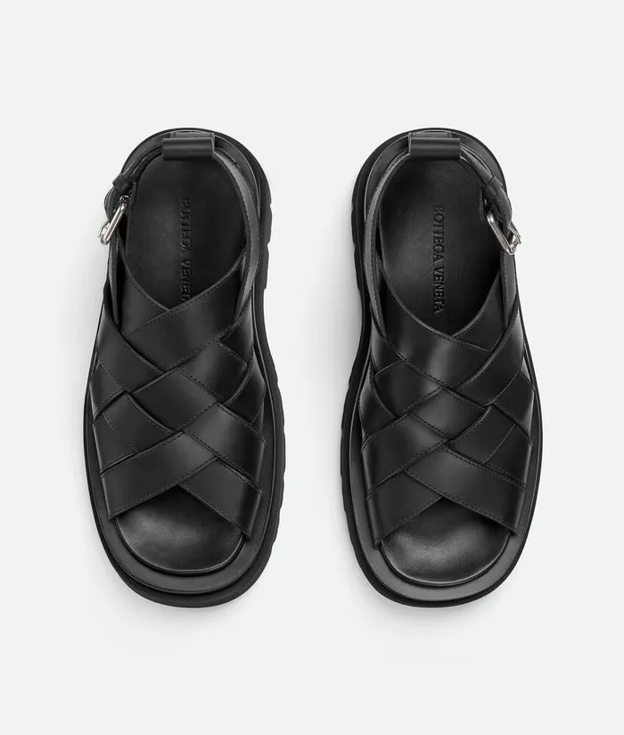 Men Bottega Veneta Sandals Lug Strap Sandal Black