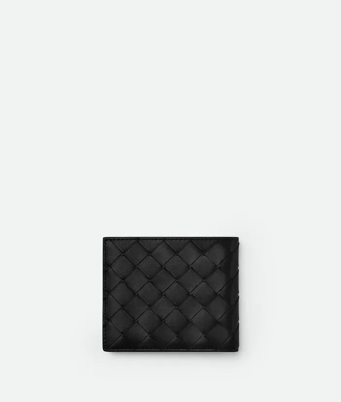 Men Bottega Veneta Small Wallets Intrecciato BiFold Wallet Black