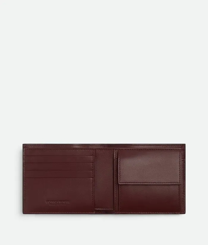 Men Bottega Veneta Small Wallets Intrecciato BiFold Wallet With Coin Purse Blackmadder Brown