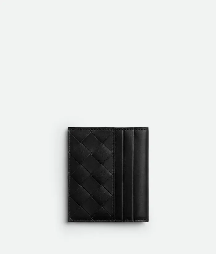 Men Bottega Veneta Small Wallets Intrecciato Bill Wallet Black