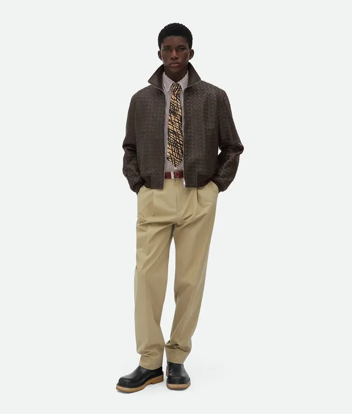 Men Bottega Veneta Trousers And Shorts Light Cotton Twill Trousers Flint