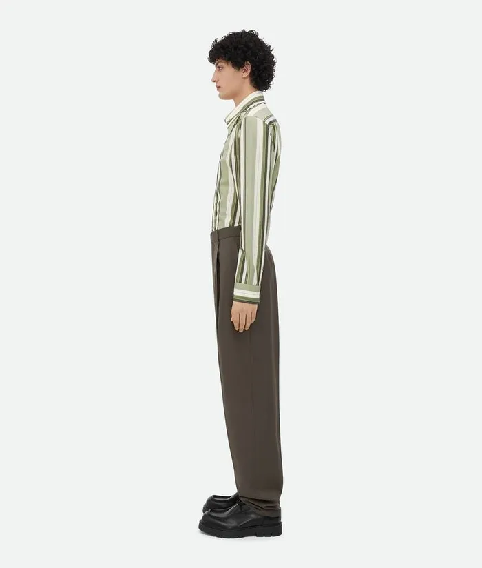 Men Bottega Veneta Trousers And Shorts Light Wool Twill Trousers Olive
