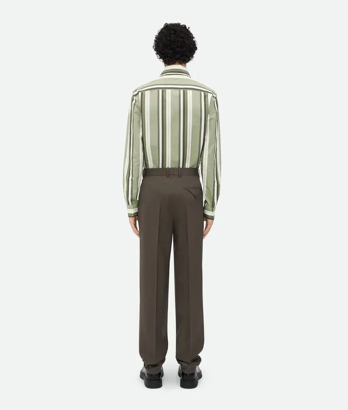 Men Bottega Veneta Trousers And Shorts Light Wool Twill Trousers Olive
