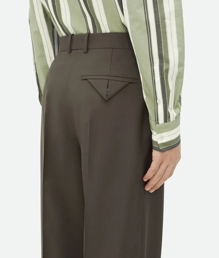 Men Bottega Veneta Trousers And Shorts Light Wool Twill Trousers Olive