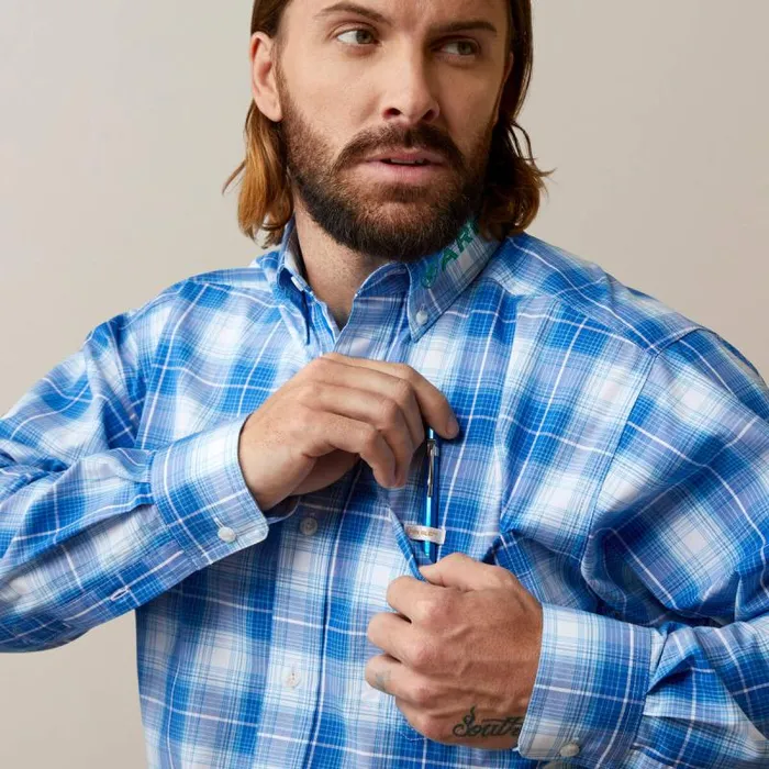 Men Button Down Shirts Ariat Pro Series Team Daxton Classic Fit Shirt Blue