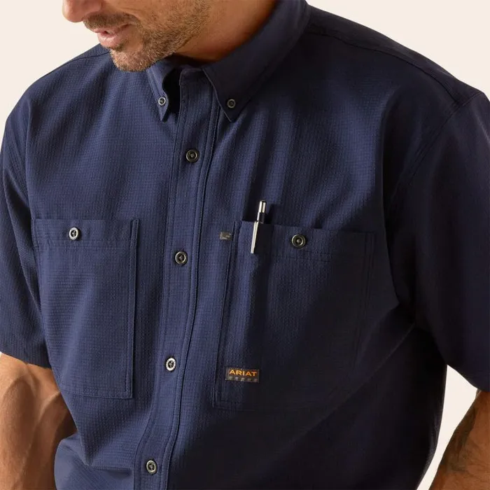 Men Button Down Shirts Ariat Rebar Made Tough 360 AirFlow Work Shirt Navy Men Button Down Shirts Ariat Rebar Made Tough 360 AirFlow Work Shirt Navy