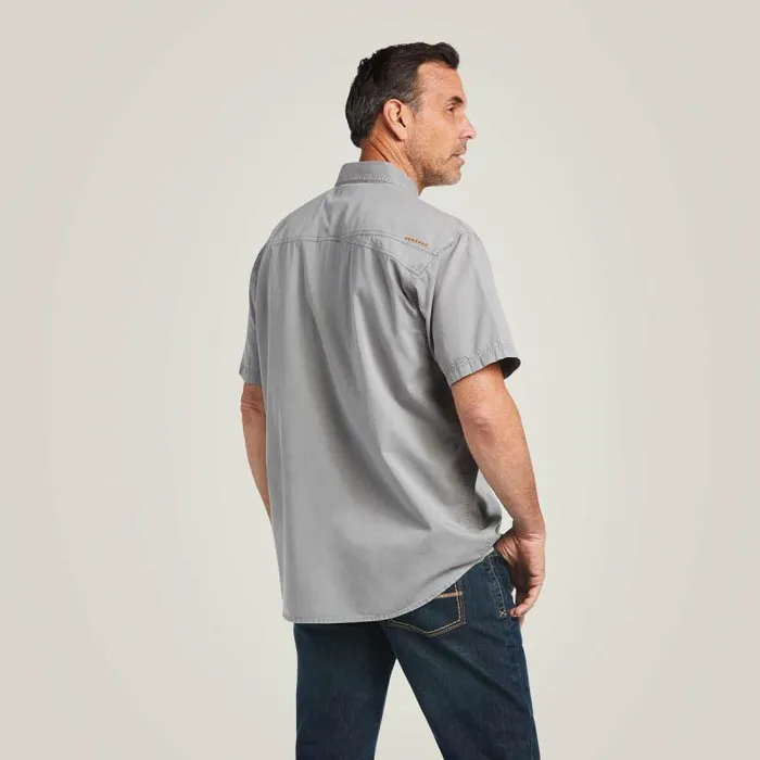 Men Button Down Shirts Ariat Rebar Washed Twill Work Shirt Silver Fox