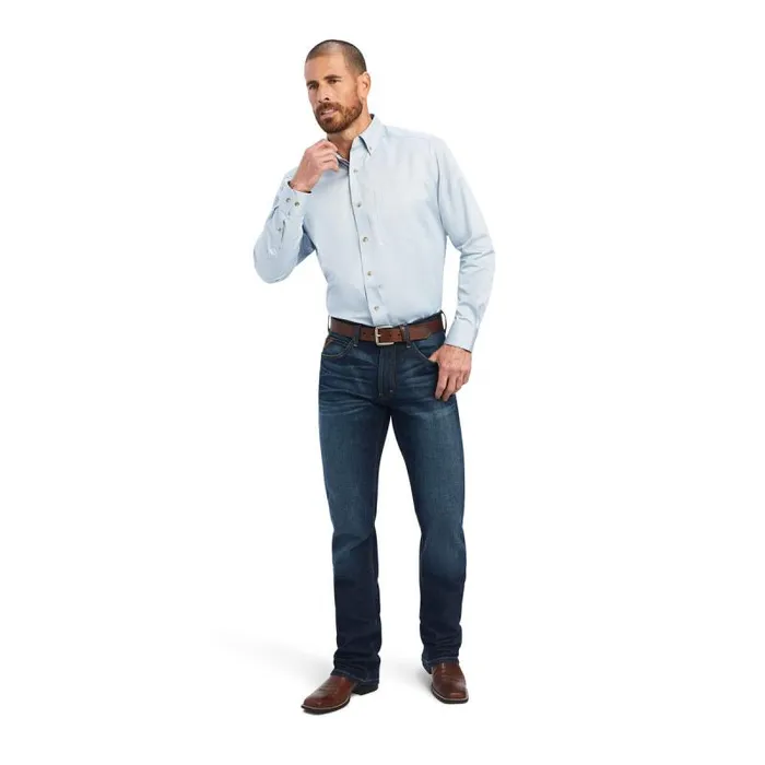 Men Button Down Shirts Ariat Solid Twill Classic Fit Shirt Cashmere Blue Men Button Down Shirts Ariat Solid Twill Classic Fit Shirt Cashmere Blue