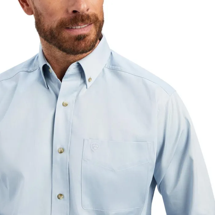 Men Button Down Shirts Ariat Solid Twill Classic Fit Shirt Cashmere Blue Men Button Down Shirts Ariat Solid Twill Classic Fit Shirt Cashmere Blue