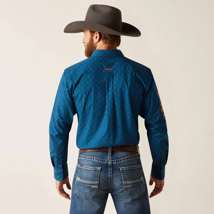 Men Button Down Shirts Ariat Team Clarence Fitted Shirt True Blue Men Button Down Shirts Ariat Team Clarence Fitted Shirt True Blue