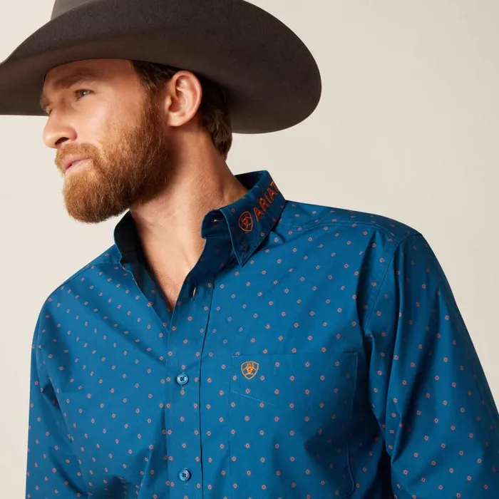 Men Button Down Shirts Ariat Team Clarence Fitted Shirt True Blue Men Button Down Shirts Ariat Team Clarence Fitted Shirt True Blue