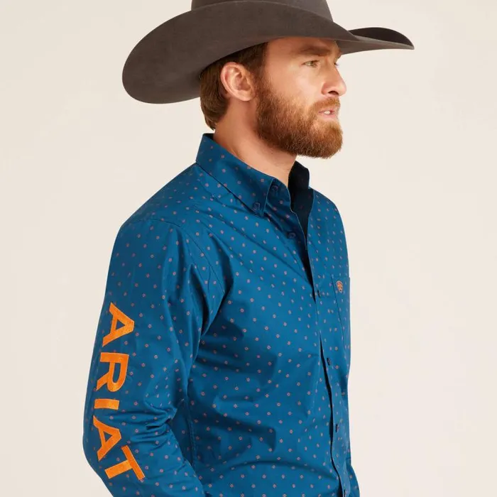 Men Button Down Shirts Ariat Team Clarence Fitted Shirt True Blue Men Button Down Shirts Ariat Team Clarence Fitted Shirt True Blue