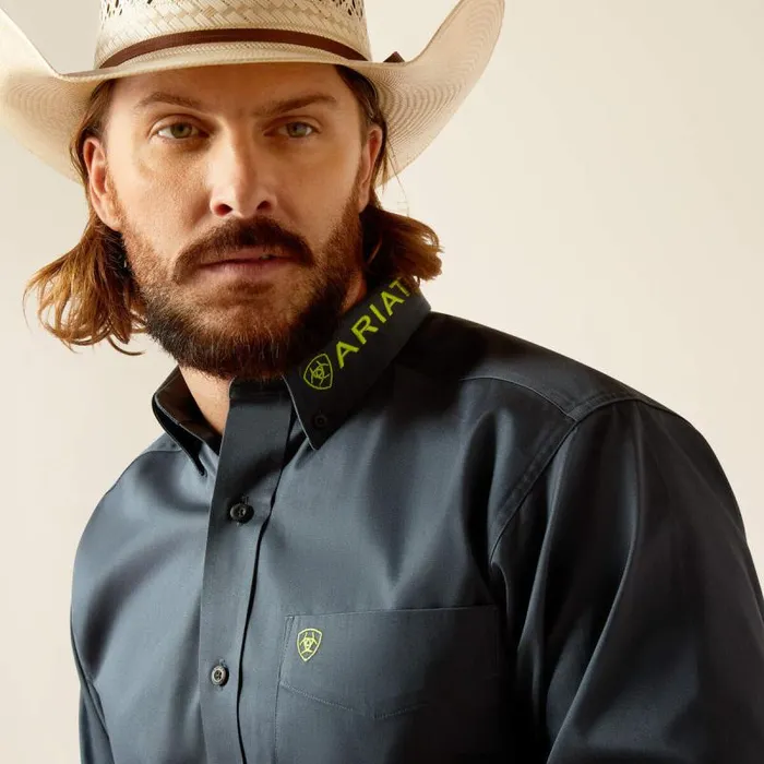 Men Button Down Shirts Ariat Team Logo Twill Fitted Shirt Dark Grey Men Button Down Shirts Ariat Team Logo Twill Fitted Shirt Dark Grey
