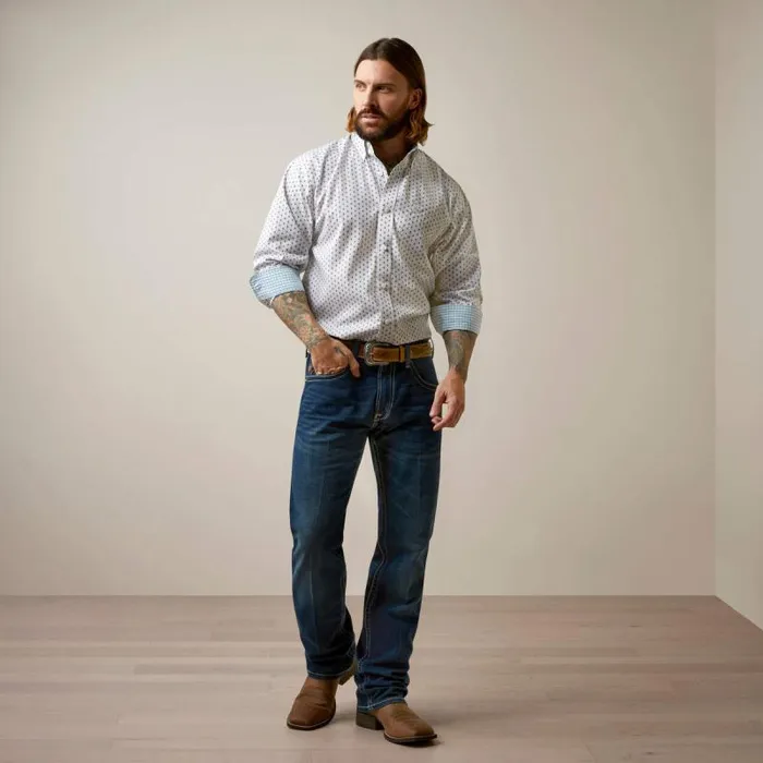 Men Button Down Shirts Ariat Wrinkle Free Coleman Classic Fit Shirt Grey Men Button Down Shirts Ariat Wrinkle Free Coleman Classic Fit Shirt Grey