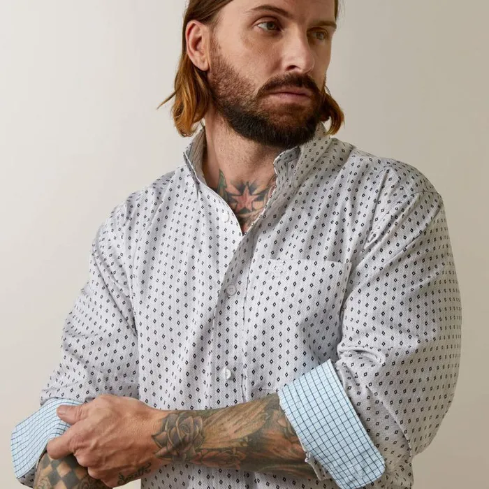 Men Button Down Shirts Ariat Wrinkle Free Coleman Classic Fit Shirt Grey Men Button Down Shirts Ariat Wrinkle Free Coleman Classic Fit Shirt Grey