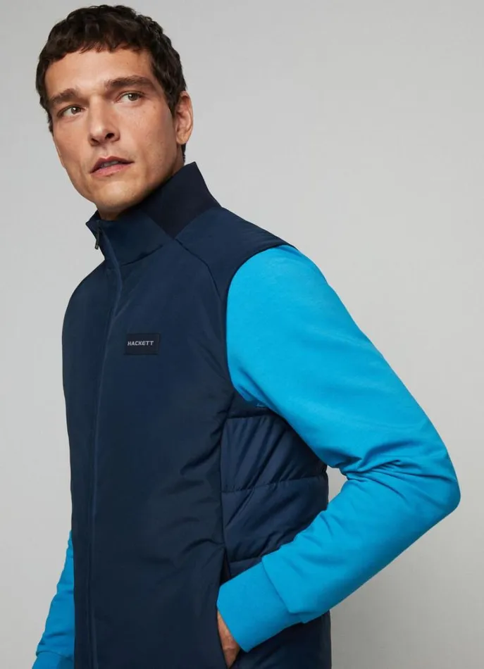 Men Coats and Jackets Hackett London Hackett Sport Padded Gilet Navy