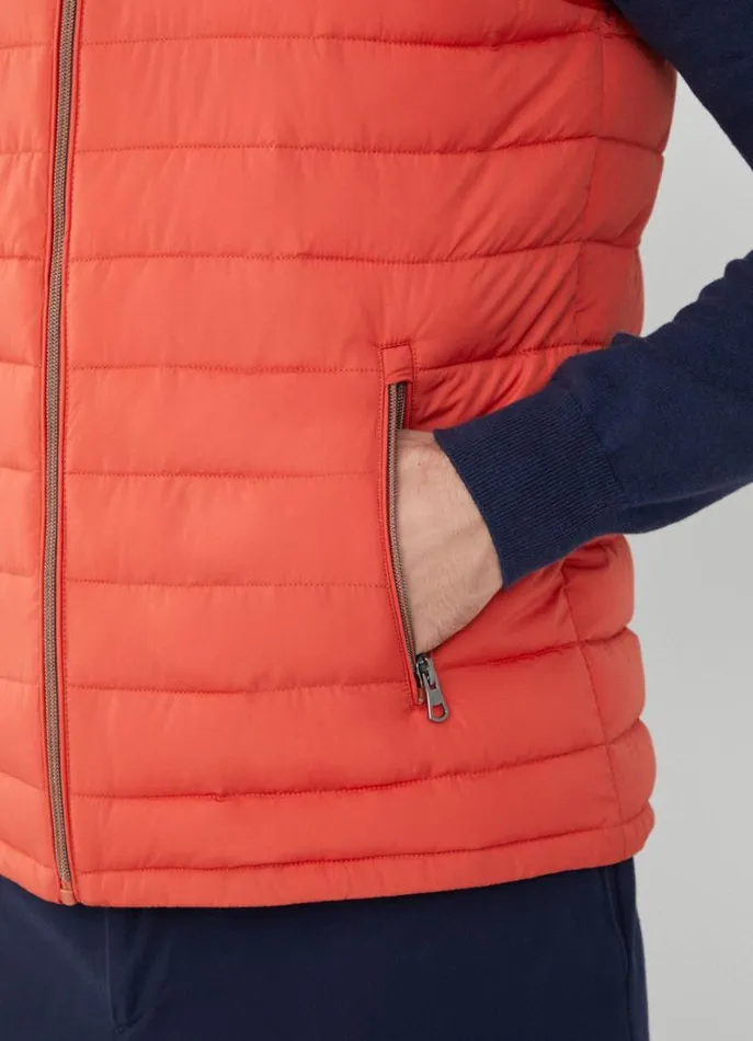 Men Coats and Jackets Hackett London Ultralight Padded Gilet Rust Orange