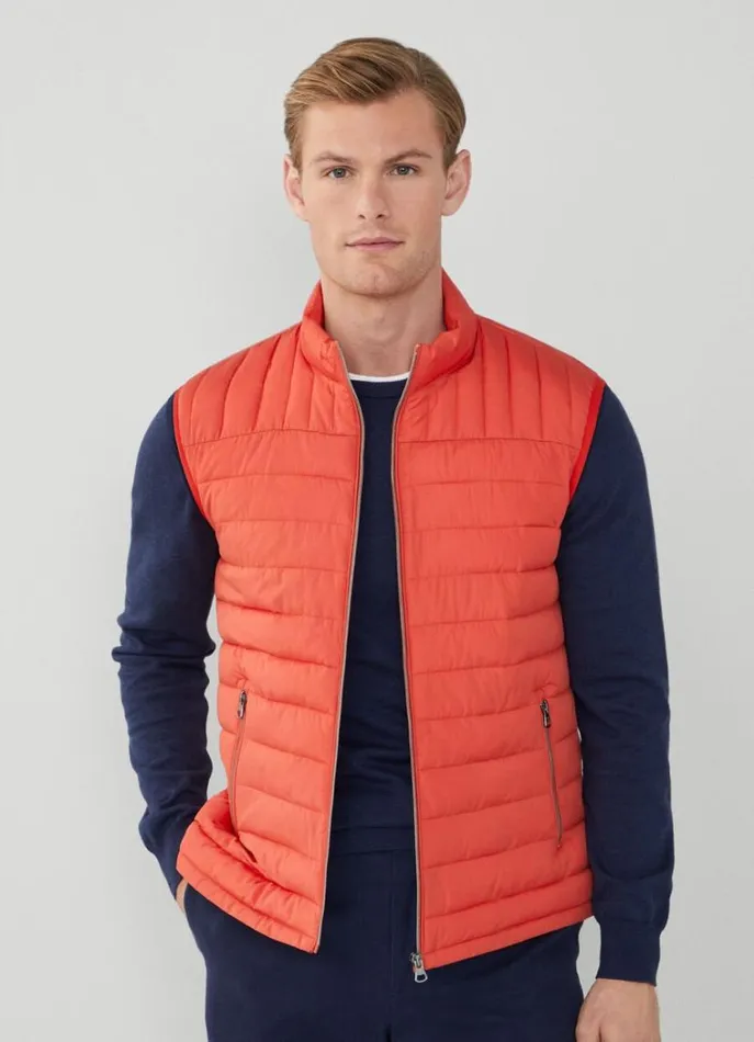 Men Coats and Jackets Hackett London Ultralight Padded Gilet Rust Orange