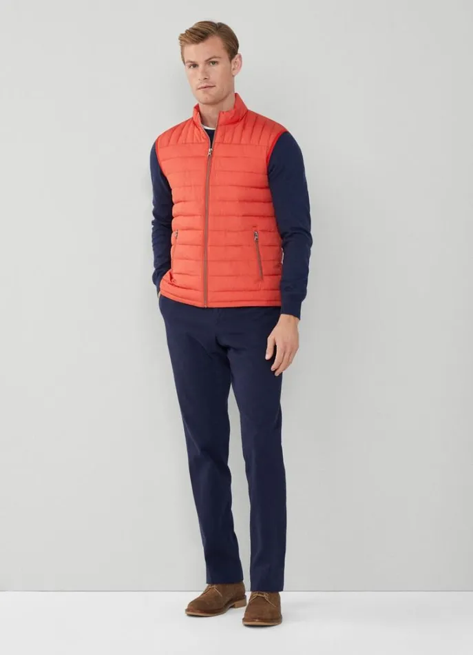 Men Coats and Jackets Hackett London Ultralight Padded Gilet Rust Orange