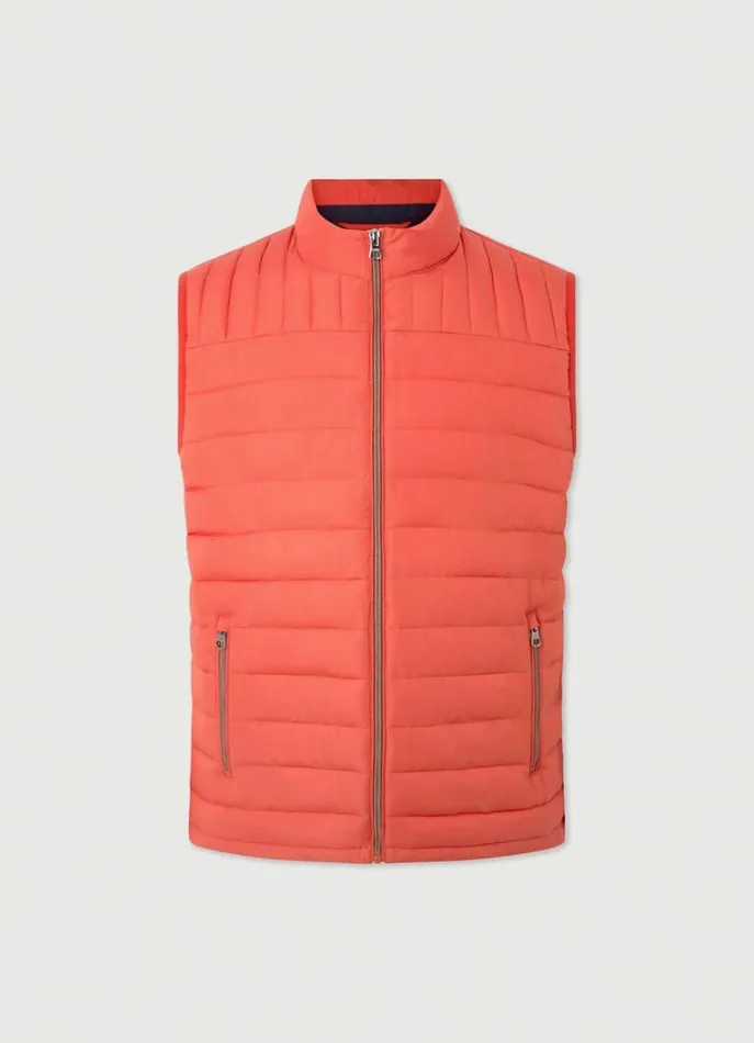 Men Coats and Jackets Hackett London Ultralight Padded Gilet Rust Orange