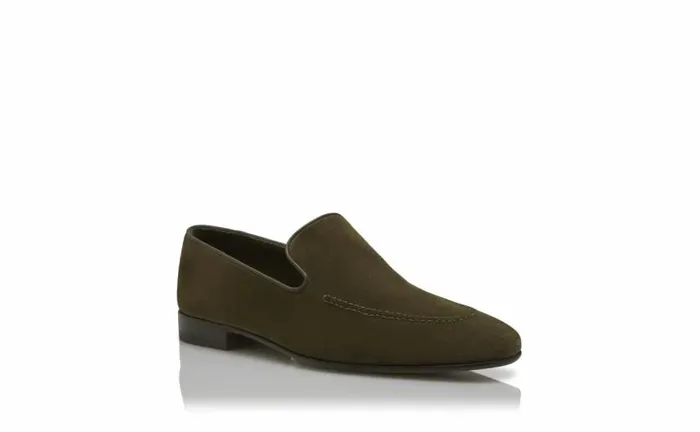 Men Dark Khaki Suede Loafers Manolo Blahnik Loafers