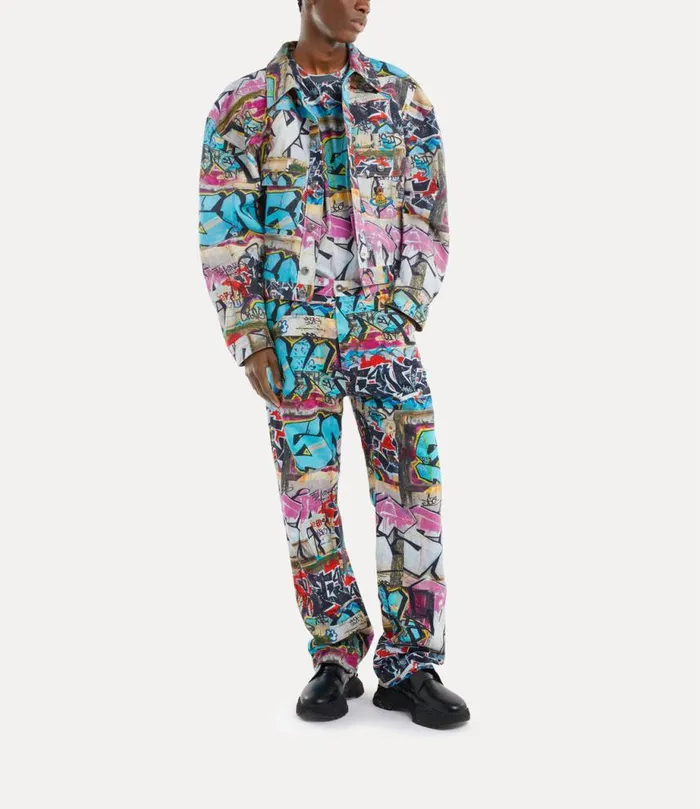 Men Denim Boxer Jacket Graffiti Vivienne Westwood Coats And Jackets Men Denim Boxer Jacket Graffiti Vivienne Westwood Coats And Jackets