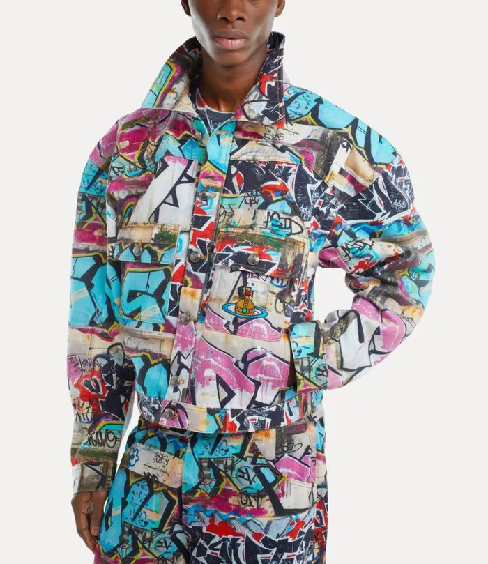 Men Denim Boxer Jacket Graffiti Vivienne Westwood Coats And Jackets Men Denim Boxer Jacket Graffiti Vivienne Westwood Coats And Jackets