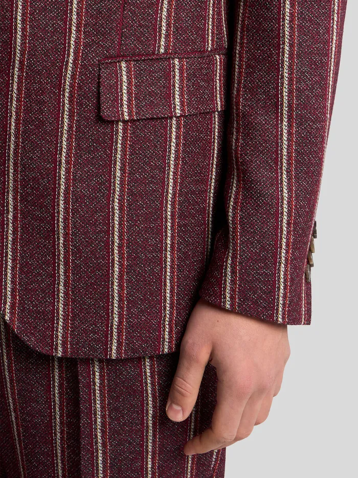 Men Etro Jackets Striped Cotton And Wool Blazer Burgundy Men Etro Jackets Striped Cotton And Wool Blazer Burgundy