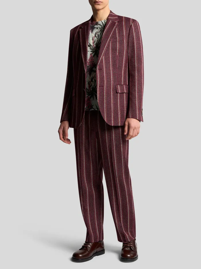 Men Etro Jackets Striped Cotton And Wool Blazer Burgundy Men Etro Jackets Striped Cotton And Wool Blazer Burgundy