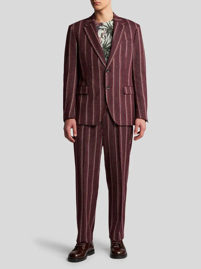 Men Etro Jackets Striped Cotton And Wool Blazer Burgundy Men Etro Jackets Striped Cotton And Wool Blazer Burgundy