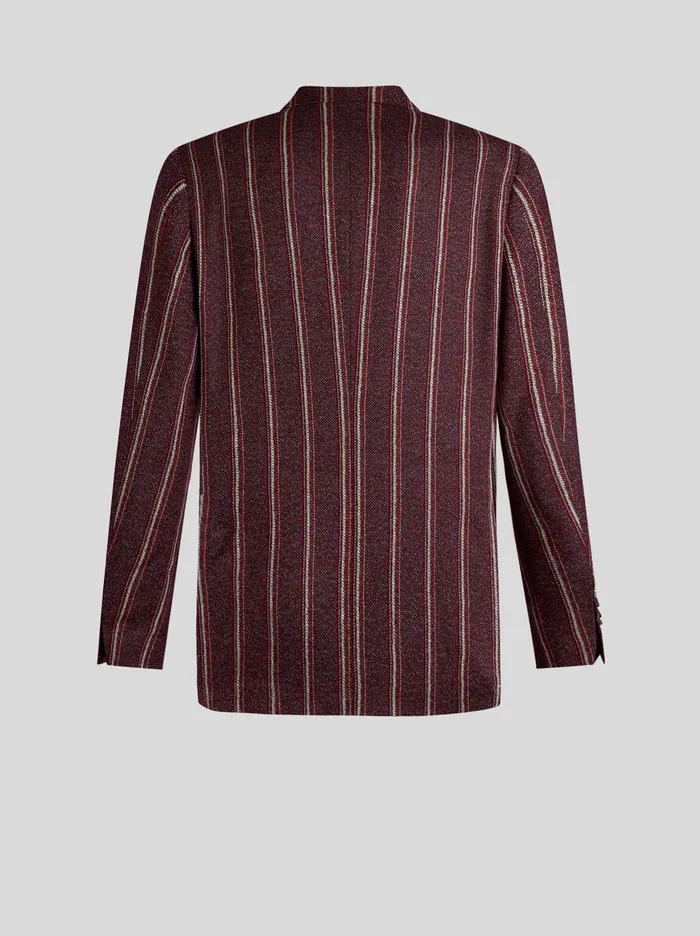 Men Etro Jackets Striped Cotton And Wool Blazer Burgundy Men Etro Jackets Striped Cotton And Wool Blazer Burgundy