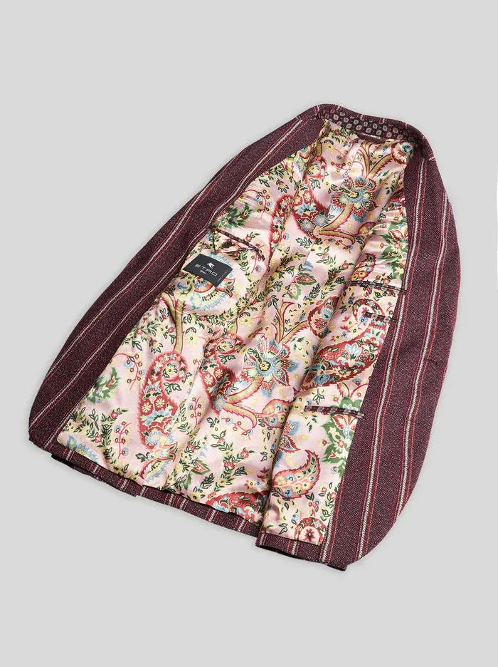 Men Etro Jackets Striped Cotton And Wool Blazer Burgundy Men Etro Jackets Striped Cotton And Wool Blazer Burgundy