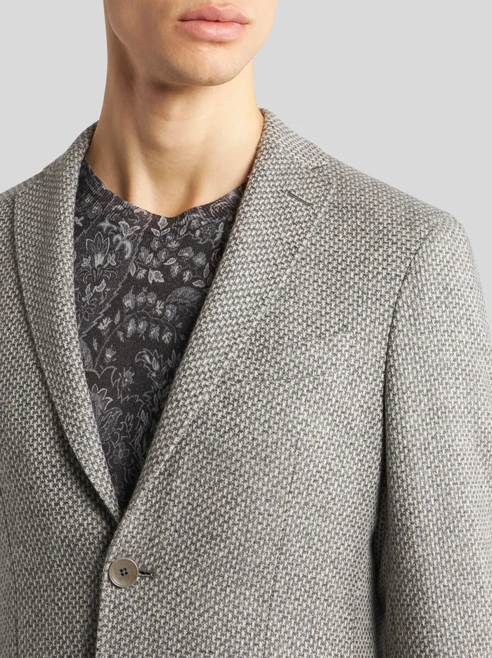 Men Etro Jackets Wool And Cashmere Blazer Grey Men Etro Jackets Wool And Cashmere Blazer Grey