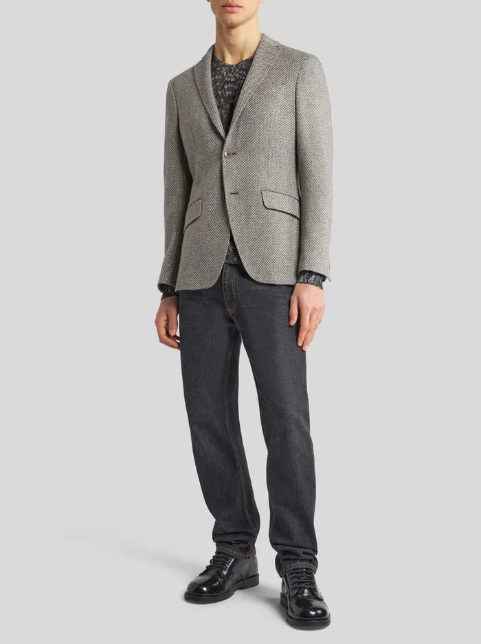 Men Etro Jackets Wool And Cashmere Blazer Grey Men Etro Jackets Wool And Cashmere Blazer Grey