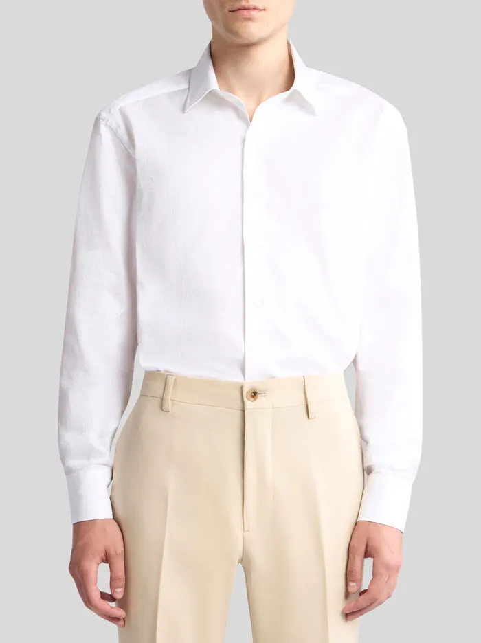 Men Etro Shirts Cotton Jacquard Shirt White Men Etro Shirts Cotton Jacquard Shirt White
