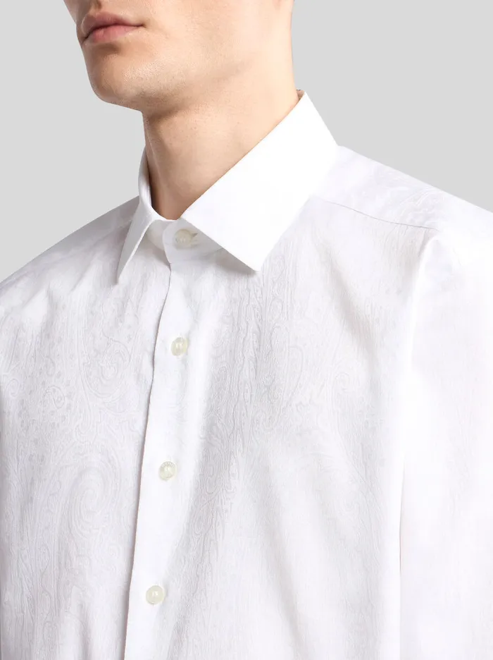 Men Etro Shirts Cotton Jacquard Shirt White Men Etro Shirts Cotton Jacquard Shirt White