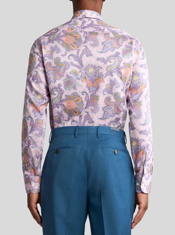 Men Etro Shirts Maxi Flower Paisley Shirt Pink Men Etro Shirts Maxi Flower Paisley Shirt Pink