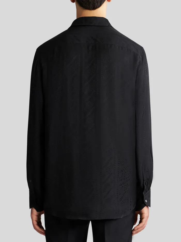 Men Etro Shirts Silk Jacquard Shirt Black Men Etro Shirts Silk Jacquard Shirt Black