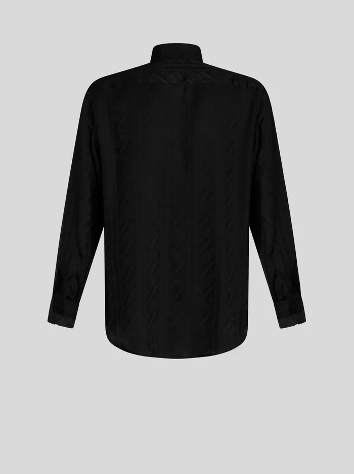Men Etro Shirts Silk Jacquard Shirt Black Men Etro Shirts Silk Jacquard Shirt Black